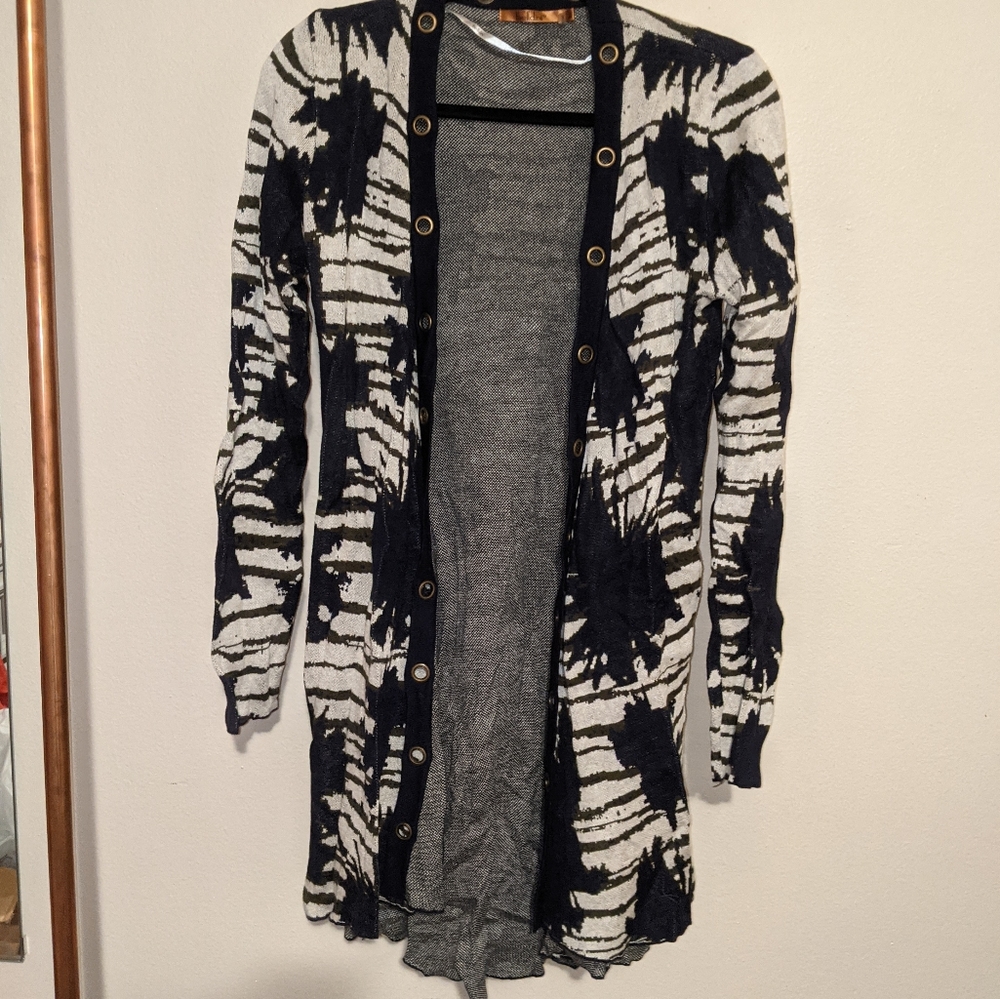 Belldini Floral Striped Cardigan with Grommets